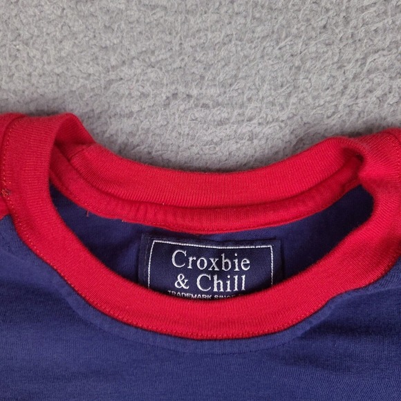 Croxbie & Chill T-Shirt Mens XL Blue Red Raglan Athletic Department - Picture 3 of 11